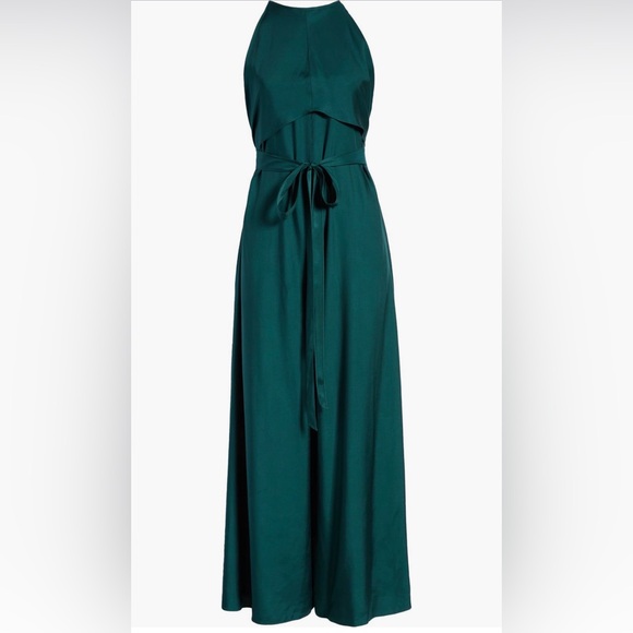 Ted Baker Meriahh Dark Green Halter Wide Leg Jumpsuit - Size 4 (US 10/12/14) - Picture 11 of 15